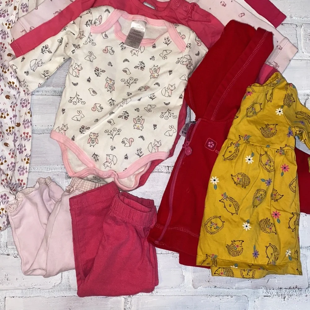 Babygirl 3/6m fall & winter footie dress onesie sweater bundle!!